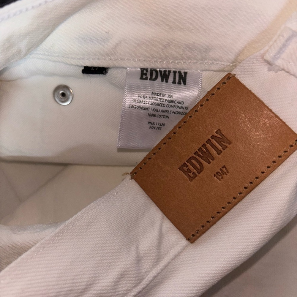 NEW EDWIN Boho Retro Inspired size 27 Kali Highrise Ankle Jeans White Tie Dye - Picture 7 of 8